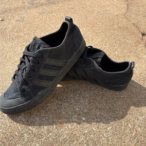 Adidas Black Sneakers with Textured Upper and Rubber Sole